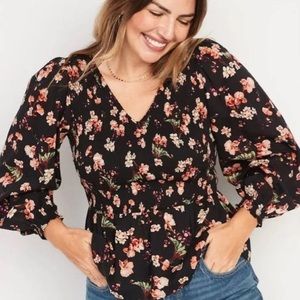 Old Navy black floral blouse